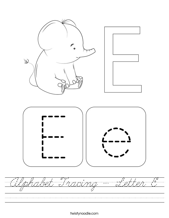 Alphabet Tracing - Letter E Worksheet