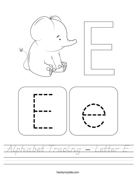 Alphabet Tracing - Letter E Worksheet
