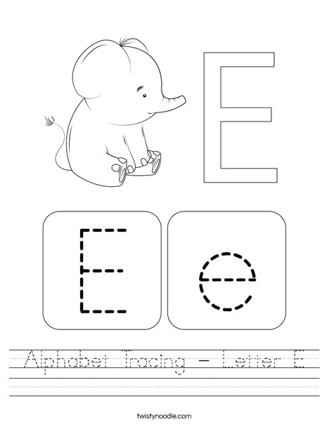 Alphabet Tracing - Letter E Worksheet