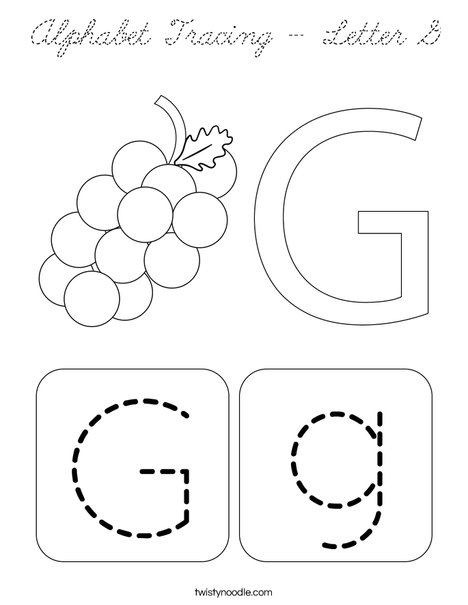 Alphabet Tracing - Letter G Coloring Page