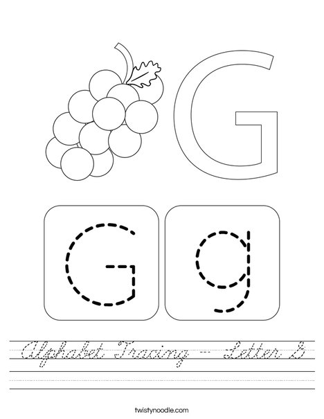 Alphabet Tracing - Letter G Worksheet