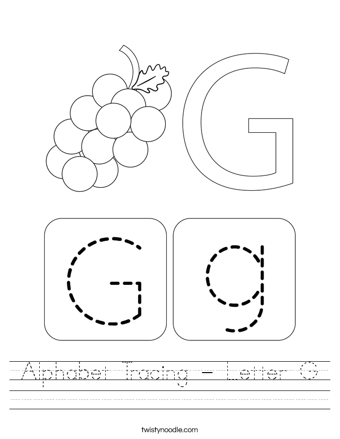 Alphabet Tracing - Letter G Worksheet - Twisty Noodle