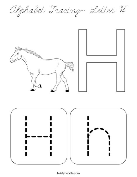 Alphabet Tracing - Letter H Coloring Page