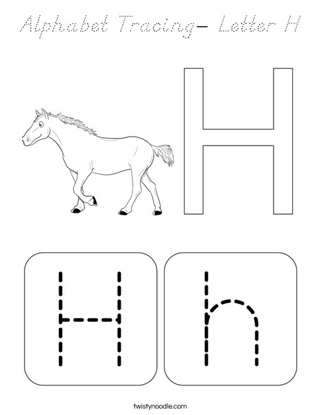 Alphabet Tracing - Letter H Coloring Page