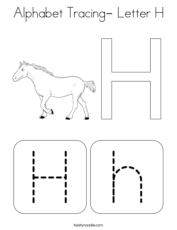 Alphabet Tracing- Letter H Coloring Page - Twisty Noodle