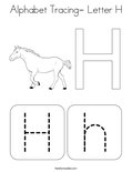 Alphabet Tracing- Letter H Coloring Page
