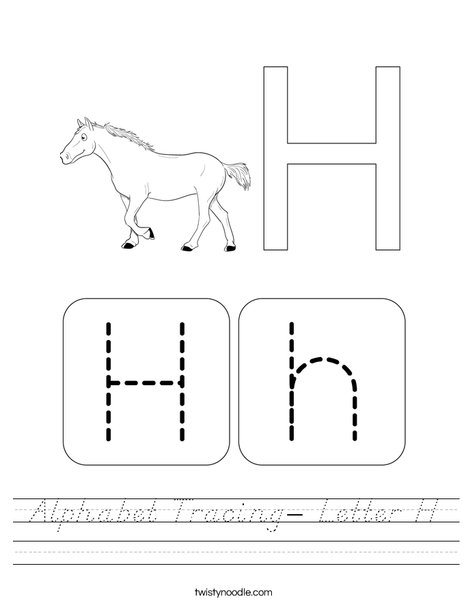 Alphabet Tracing - Letter H Worksheet