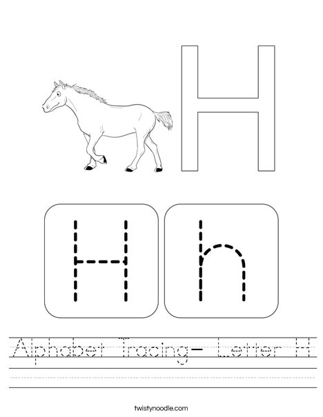 Alphabet Tracing - Letter H Worksheet