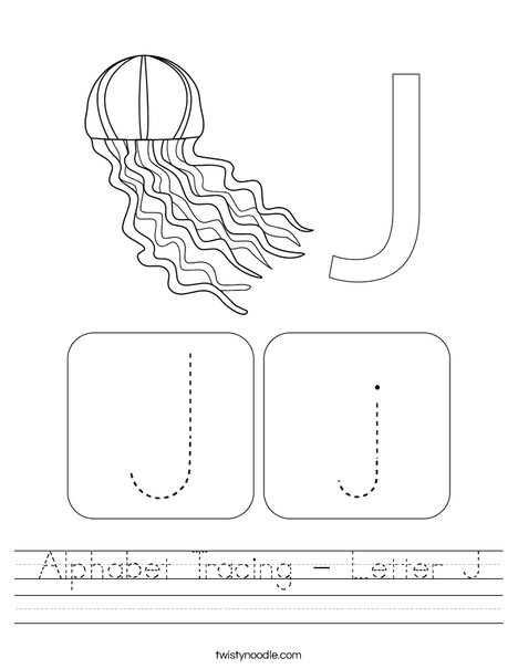 Alphabet Tracing - Letter J Worksheet
