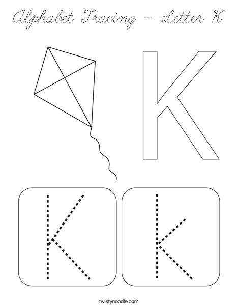 Alphabet Tracing - Letter K Coloring Page