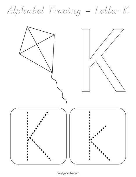 Alphabet Tracing - Letter K Coloring Page