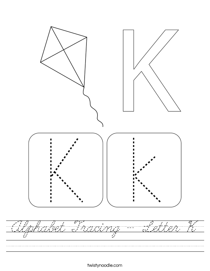Alphabet Tracing - Letter K Worksheet
