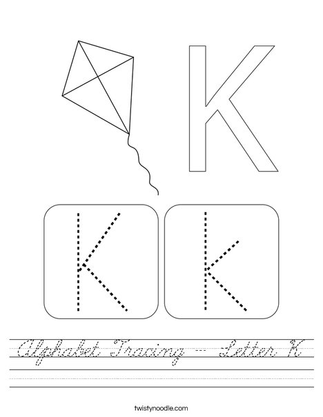 Alphabet Tracing - Letter K Worksheet