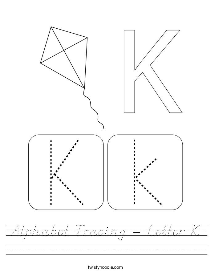 Alphabet Tracing - Letter K Worksheet