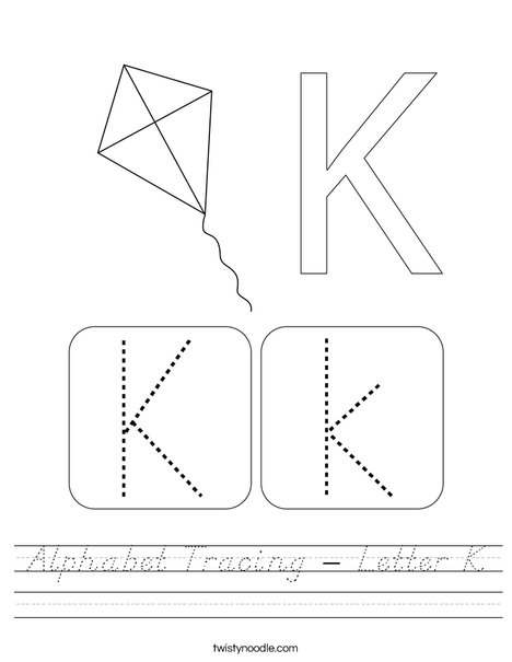 Alphabet Tracing - Letter K Worksheet