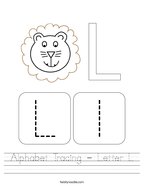 Alphabet Tracing - Letter L Handwriting Sheet