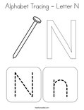 Alphabet Tracing - Letter N Coloring Page