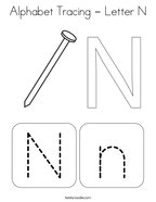 Alphabet Tracing - Letter N Coloring Page
