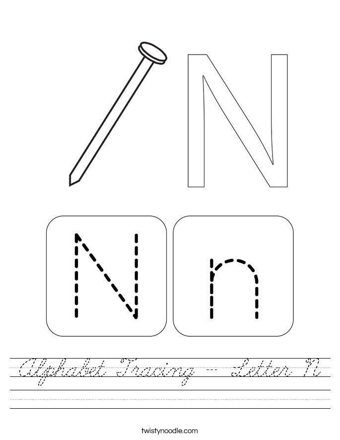 Alphabet Tracing - Letter N Worksheet