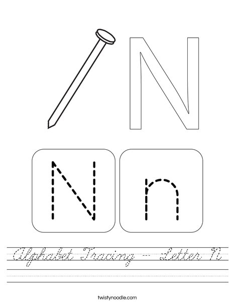 Alphabet Tracing - Letter N Worksheet