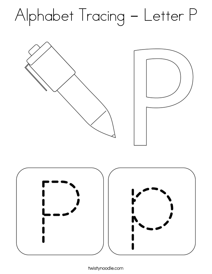 Alphabet Tracing - Letter P Coloring Page