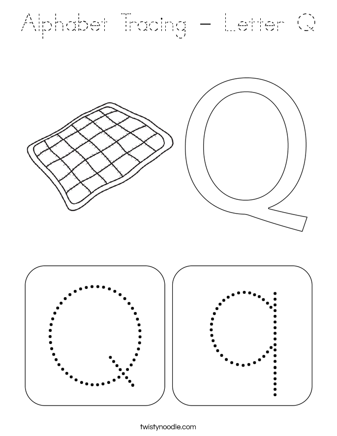 Alphabet Tracing - Letter Q Coloring Page