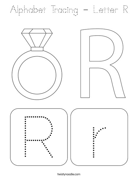 Alphabet Tracing - Letter R Coloring Page