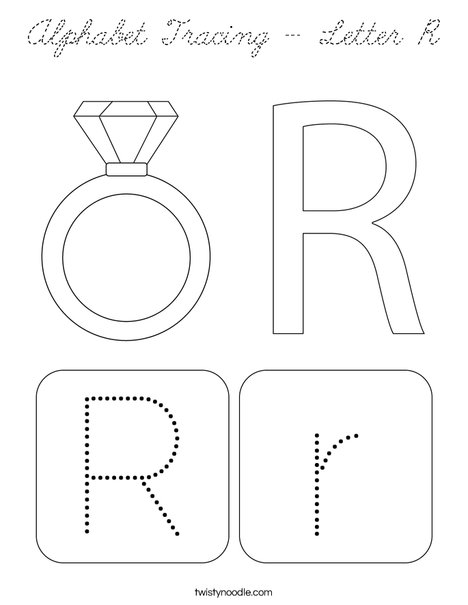 Alphabet Tracing - Letter R Coloring Page
