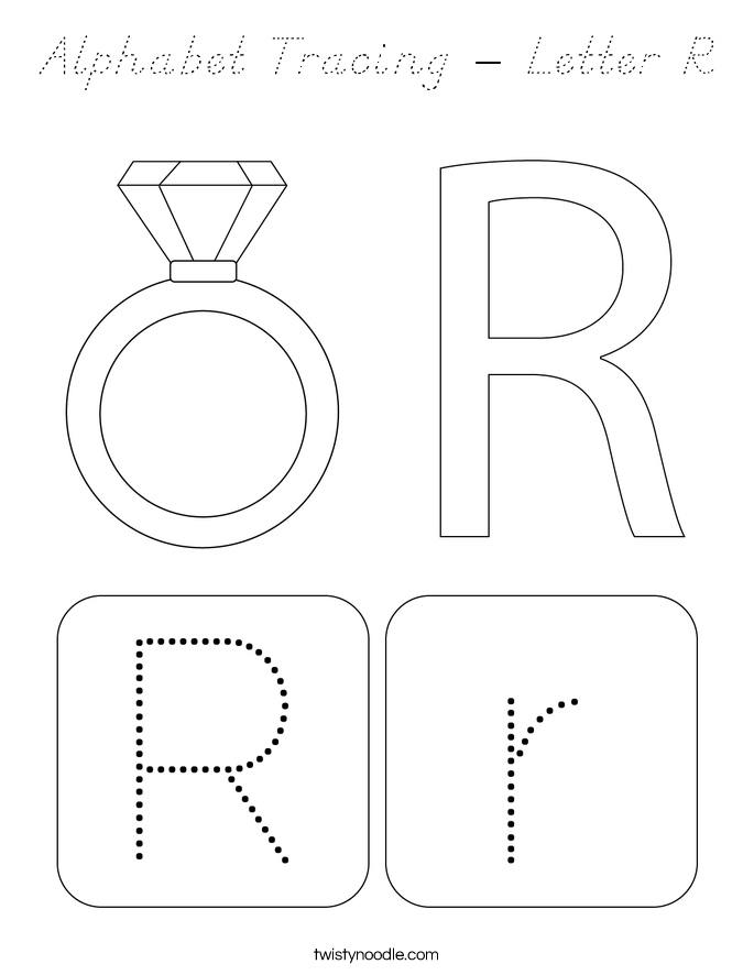 Alphabet Tracing - Letter R Coloring Page
