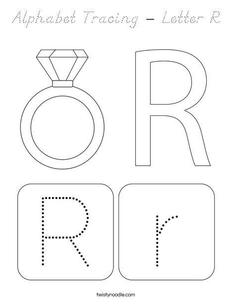 Alphabet Tracing - Letter R Coloring Page