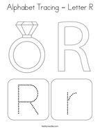Alphabet Tracing - Letter R Coloring Page