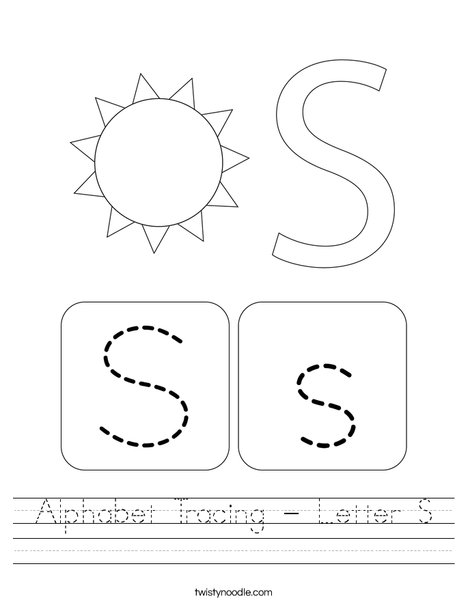 Alphabet Tracing - Letter S Worksheet