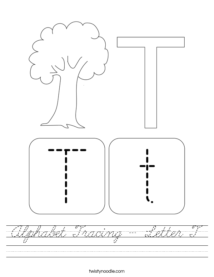 Alphabet Tracing - Letter T Worksheet