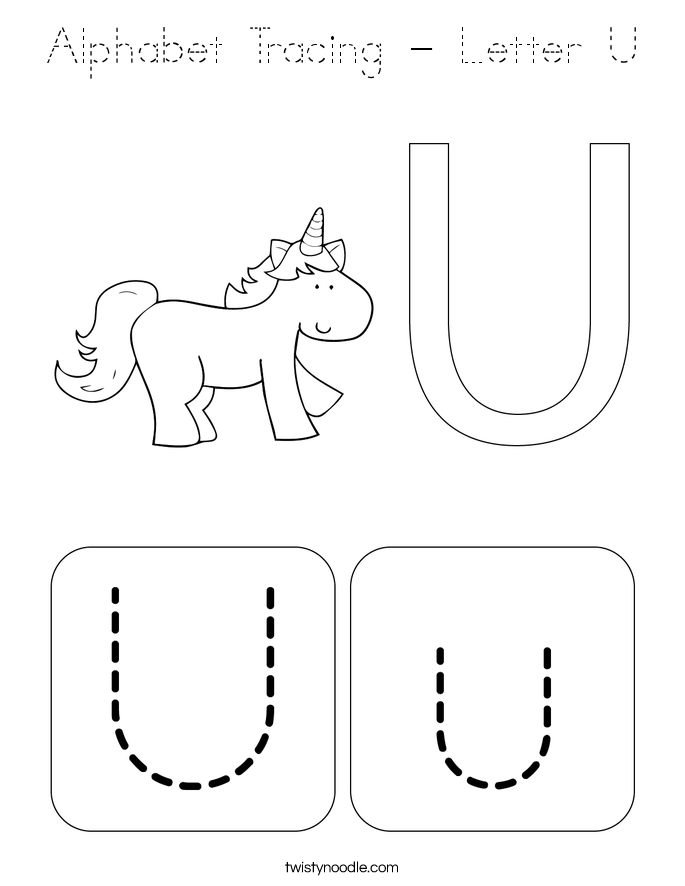 Alphabet Tracing - Letter U Coloring Page