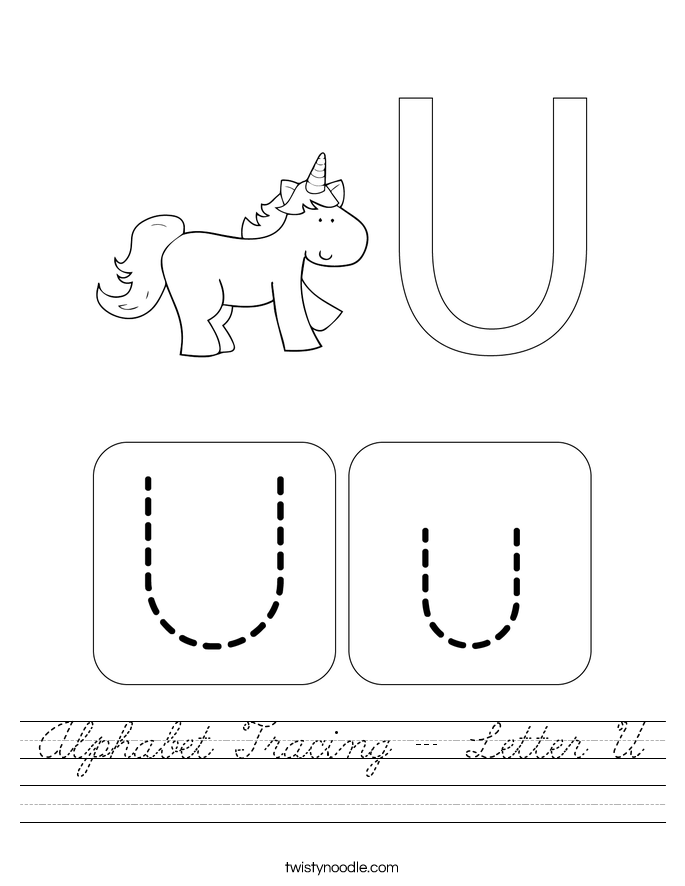 Alphabet Tracing - Letter U Worksheet