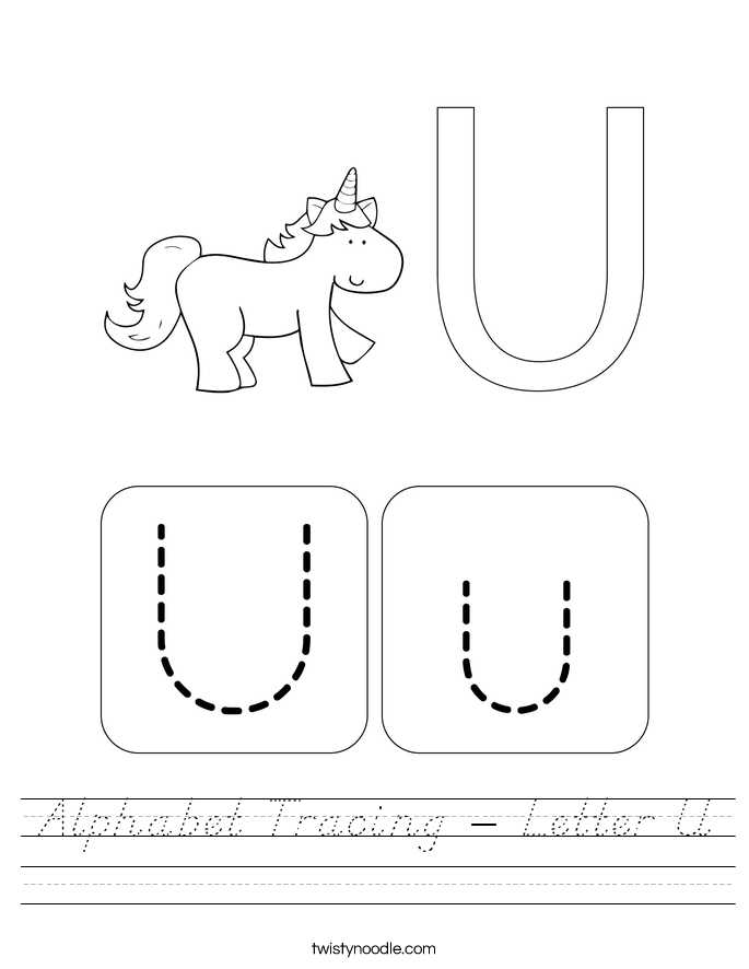 Alphabet Tracing - Letter U Worksheet