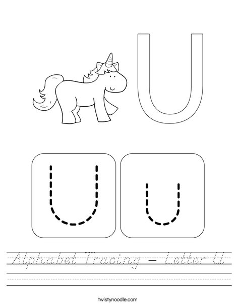 Alphabet Tracing - Letter U Worksheet