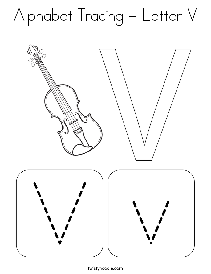 Alphabet Tracing - Letter V Coloring Page
