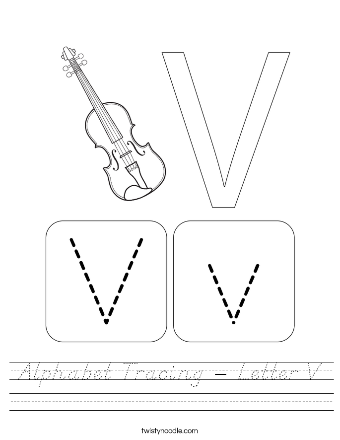 Alphabet Tracing - Letter V Worksheet