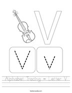 Alphabet Tracing - Letter V Handwriting Sheet