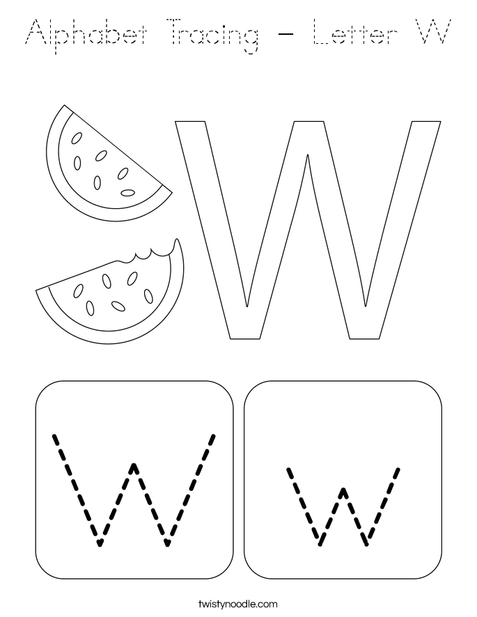 Alphabet Tracing - Letter W Coloring Page