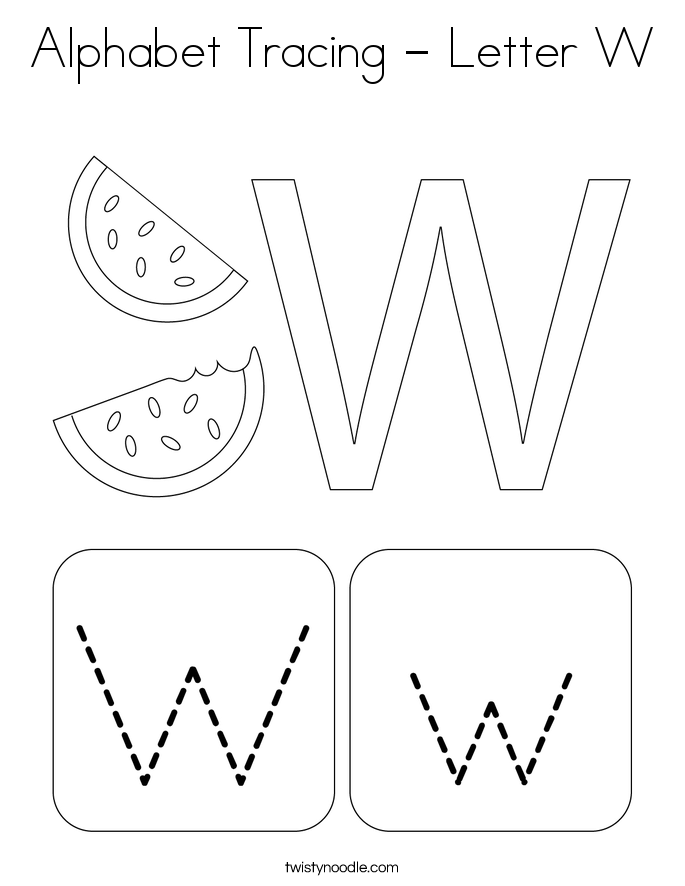 Alphabet Tracing - Letter W Coloring Page