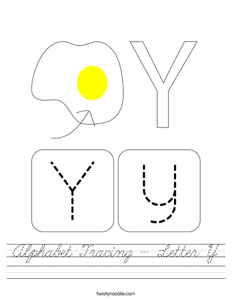 Alphabet Tracing - Letter Y Worksheet