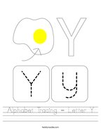 Alphabet Tracing - Letter Y Handwriting Sheet