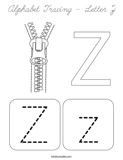 Alphabet Tracing - Letter Z Coloring Page