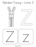 Alphabet Tracing - Letter Z Coloring Page