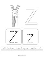 Alphabet Tracing - Letter Z Handwriting Sheet