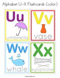 Alphabet U-X Flashcards (color) Coloring Page