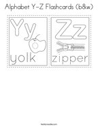 Alphabet Y-Z Flashcards (b&w) Coloring Page