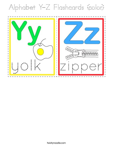 Alphabet Y-Z Flashcards (color) Coloring Page